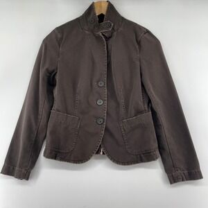 Vtg Y2K J Crew Jacket Women PS Brown 90s Retro Twill Cotton Friends Gilmore
